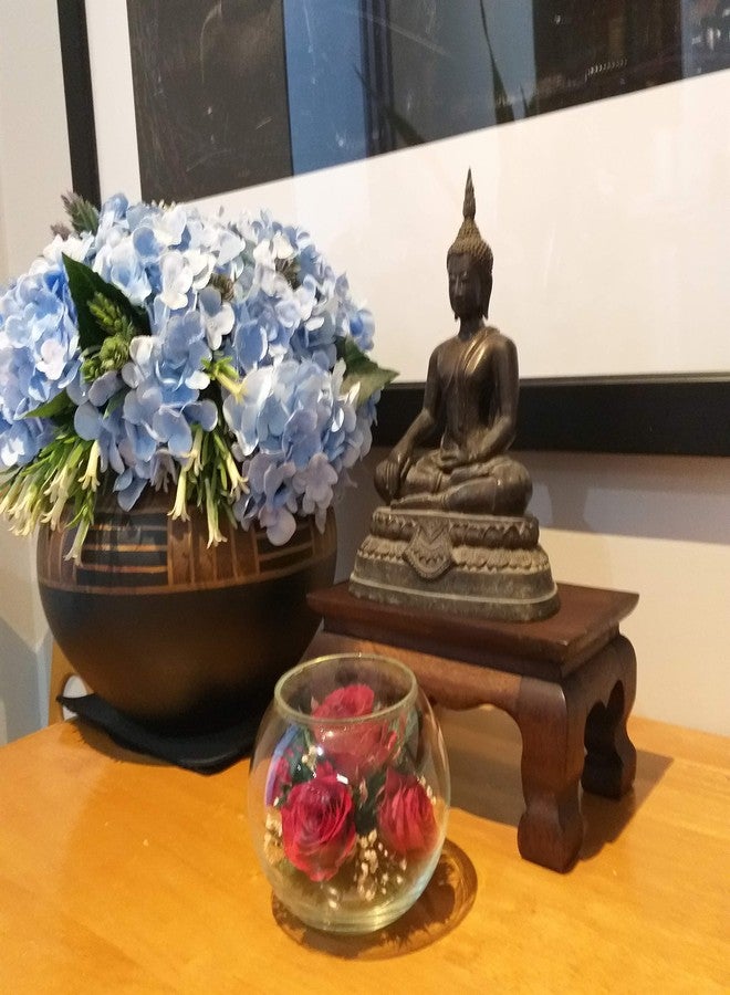 CoziNest Buddha Statue Stand Worship Table Pedestal Thai Teak Wood Carving Holder for Small Little Things Wooden Rectangle Home Decoration (W8 x D5 x H4), Brown - Image 3